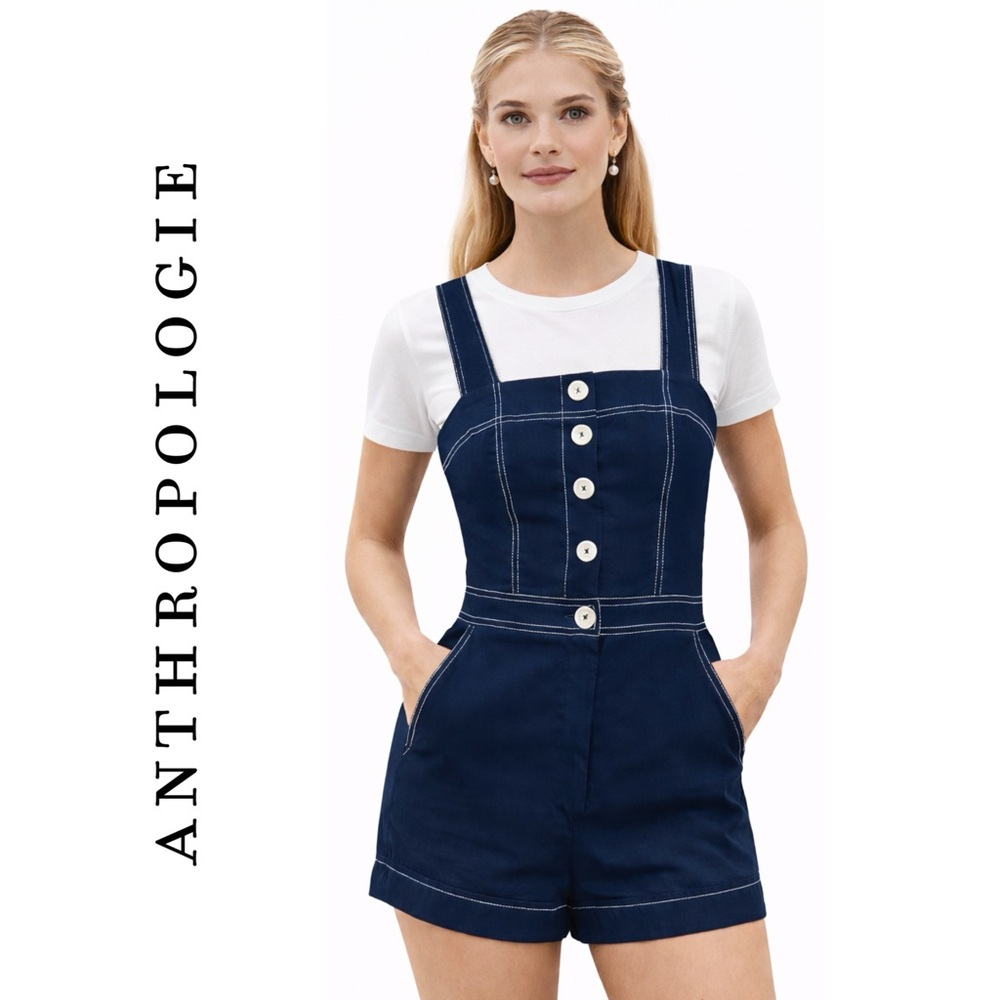 Anthropologie Portside Button-Front Romper